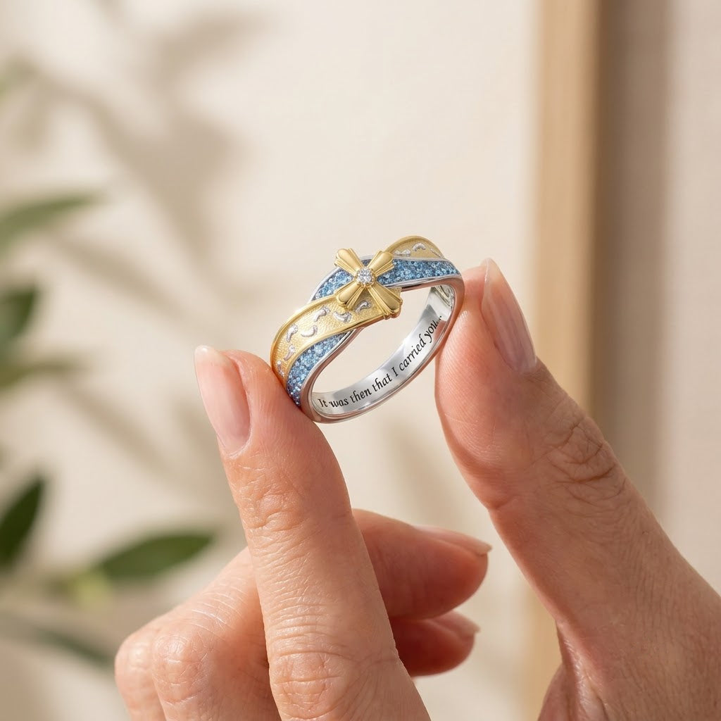 Carried by Grace Footprints Ring, shown true to size