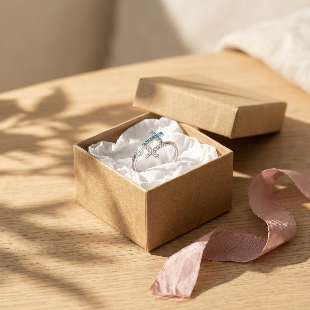 Guided by Faith Double Cross Ring, in a gift box