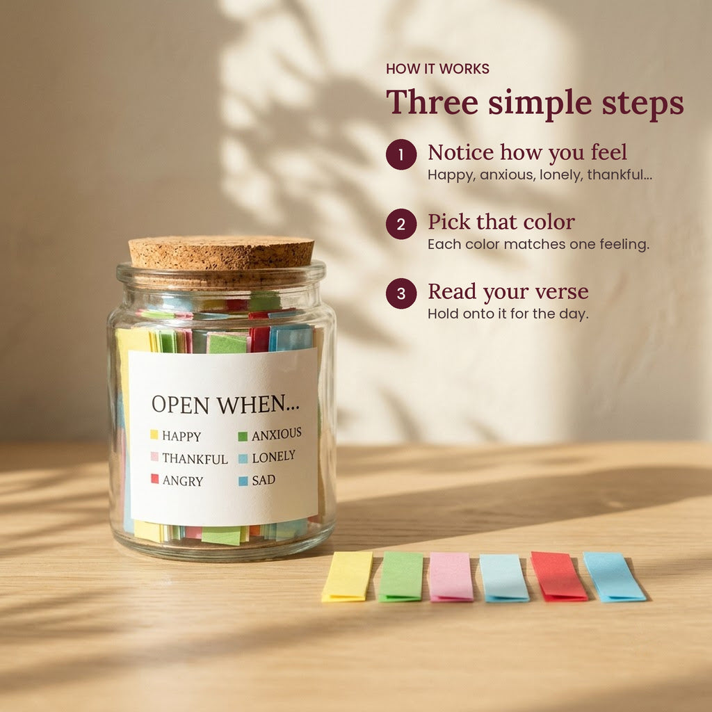 Open When Bible Verse Jar, how it works in three steps