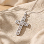 Radiant Pavé Cross Necklace, close-up detail