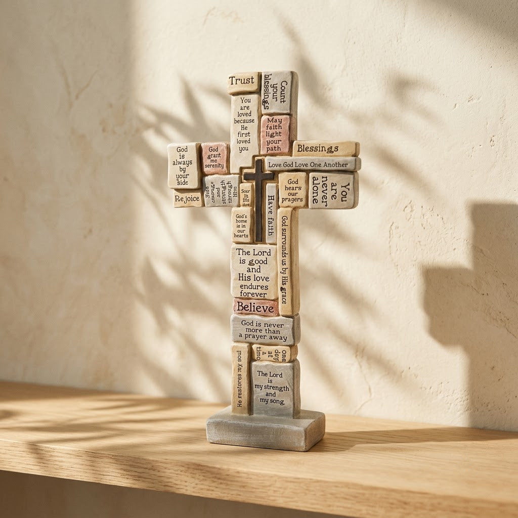 Words of Faith Cross Statue (12 in), photo 1